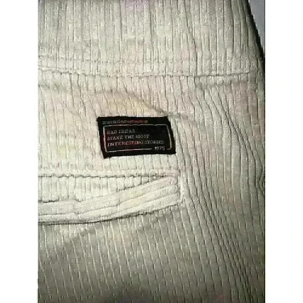 Zara Women Cream Color Cropped Capri Corduroy Pants‎ Size Small - Picture 4 of 5